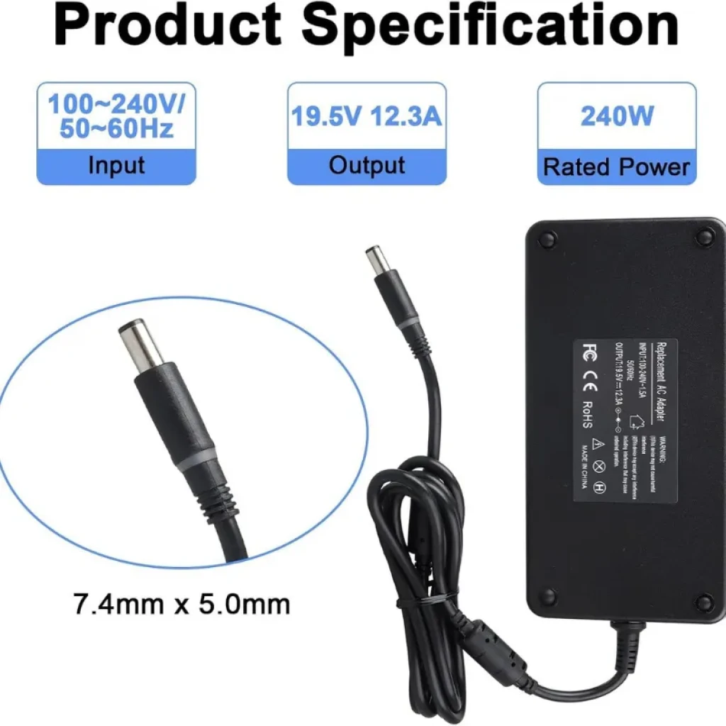 Cargador compacto MXJFYY 240W GaN para portátiles Dell Alienware y Precision - Ítem1