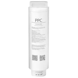 Cartucho cilíndrico blanco PPC1 con texto impreso, boquilla inferior con encaje y asa superior. Compatible con dispensador de agua filtrada inteligente Xiaomi