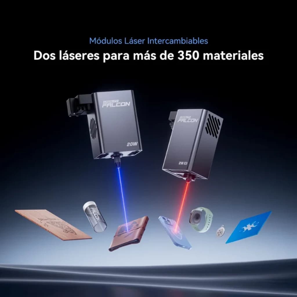 Creality Falcon A1 Pro 20 W avec caméra intégrée, modules laser interchangeables rouge et bleu, gravure de haute précision pour plus de 350 matériaux