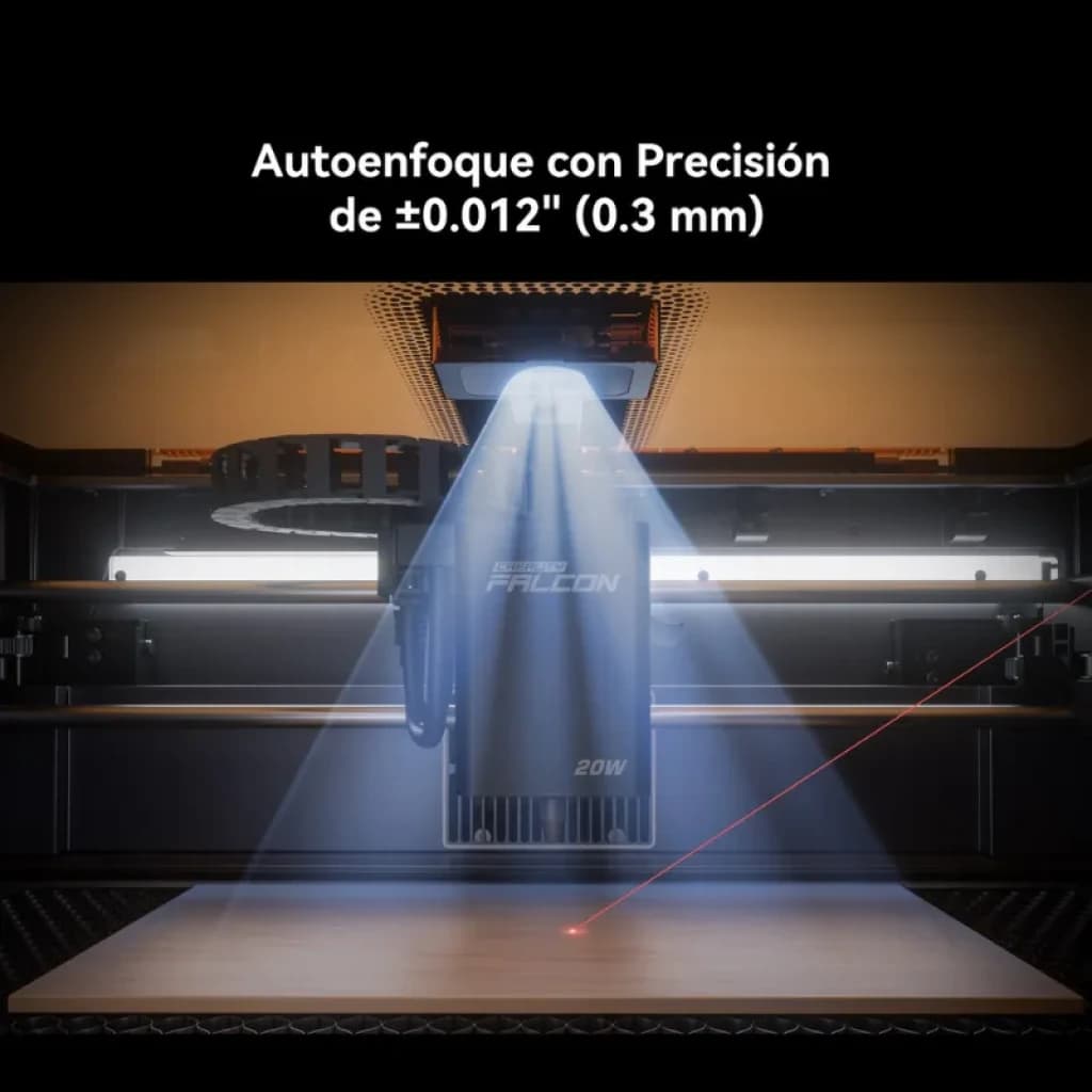 Creality Falcon A1 Pro 20 W avec caméra intégrée, tête laser 20W à autofocus précis ±0,3 mm, point rouge guide, surface de gravure plane éclairée