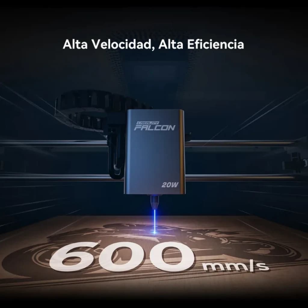 Creality Falcon A1 Pro 20 W avec caméra intégrée, tête laser bleue gravant à 600 mm s, châssis métallique robuste et rail linéaire pour gravure rapide