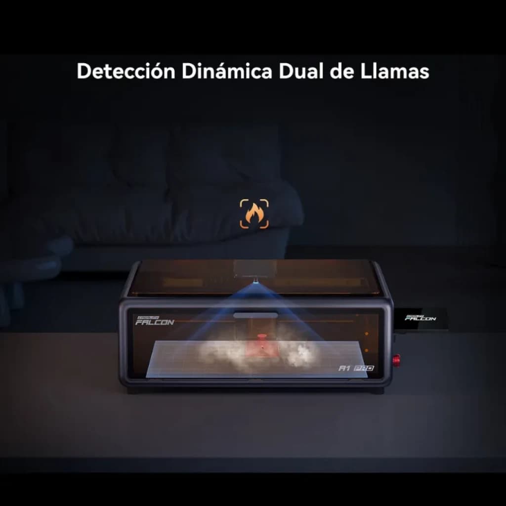 Creality Falcon A1 Pro 20 W avec caméra intégrée, boîtier fermé, détection dynamique des flammes, fenêtre frontale transparente et éclairage de travail