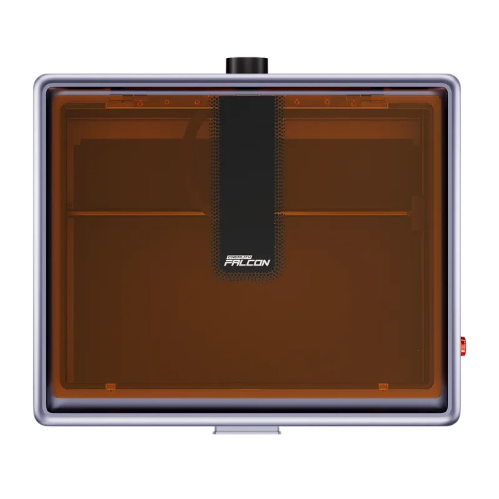 Creality Falcon A1 10W con cámara integrada, cubierta protectora ámbar, chasis metálico, botón lateral rojo y visor frontal - Ítem2