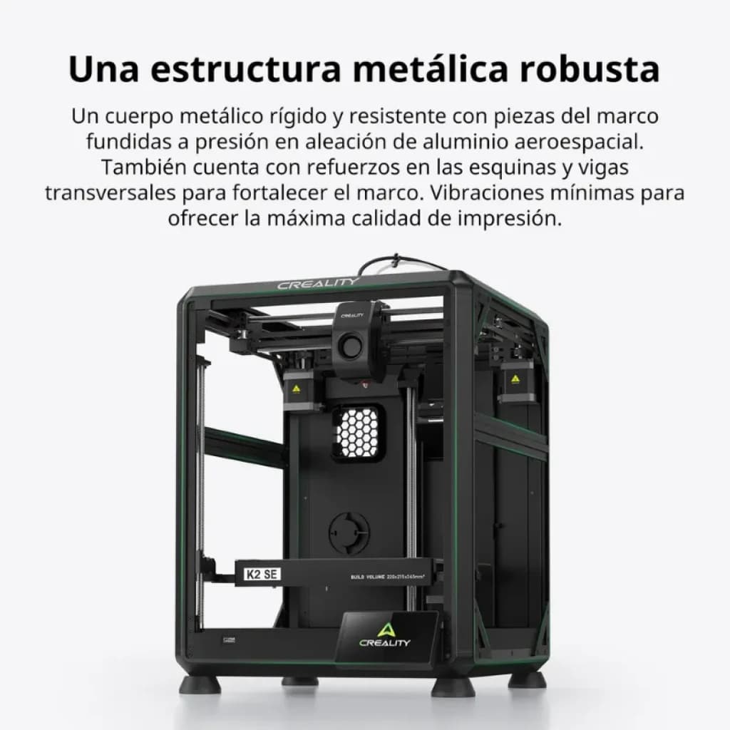 Imprimante 3D Creality K2 SE Combo + CFS 16 couleurs, châssis métallique robuste, renforts dangle, cadre fermé stable, vibrations minimales, haute précision