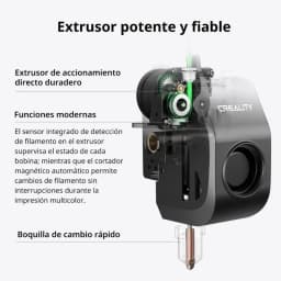 Extrudeur direct Creality robuste et fiable, capteur de détection intégré, coupe‑fil magnétique, changement de filament fluide et buse à changement