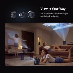 Projetor portátil Wanbo ToGo Pro 1080p, 500 ANSI lúmens, design compacto com alça, rotação 360°, projeção em parede e teto, ideal para ambientes