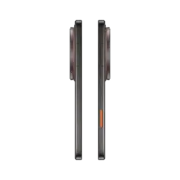 Profil du Oppo Find X9 Ultra 5G Tundra Umber avec module photo pro Hasselblad proéminent, cadre métallique fin, bouton orange distinctif, finition mate