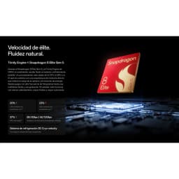 Puce Snapdragon 8 Elite Gen 5 mise en avant sur carte mère lumineuse, design rouge et or, accent sur puissance, fluidité et refroidissement 3D Cryo-velocity