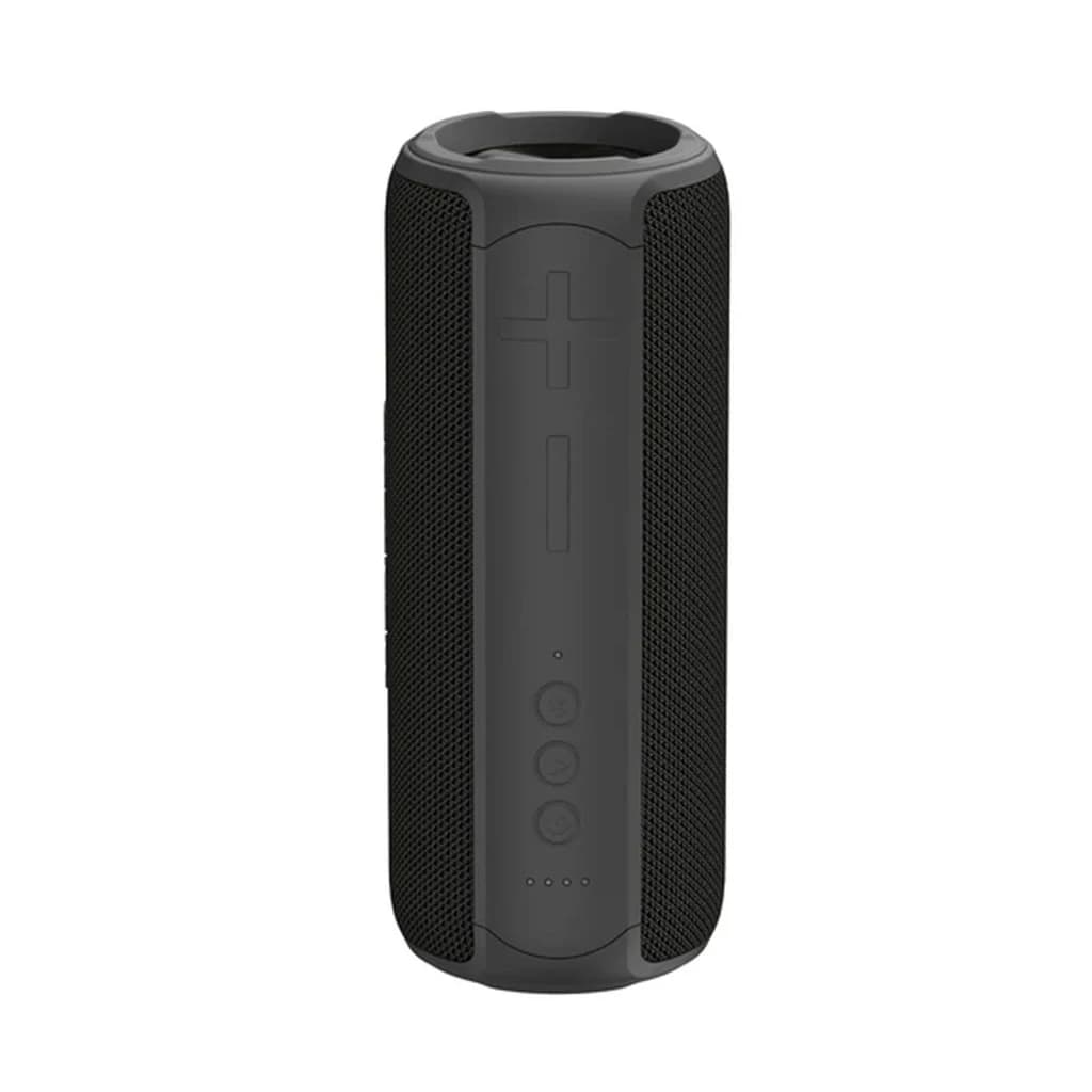 Blackview AuraBass 3 20 W Noir, enceinte portable cylindrique avec maille noire, boutons + et -, commandes frontales et voyants LED, design robuste et compact