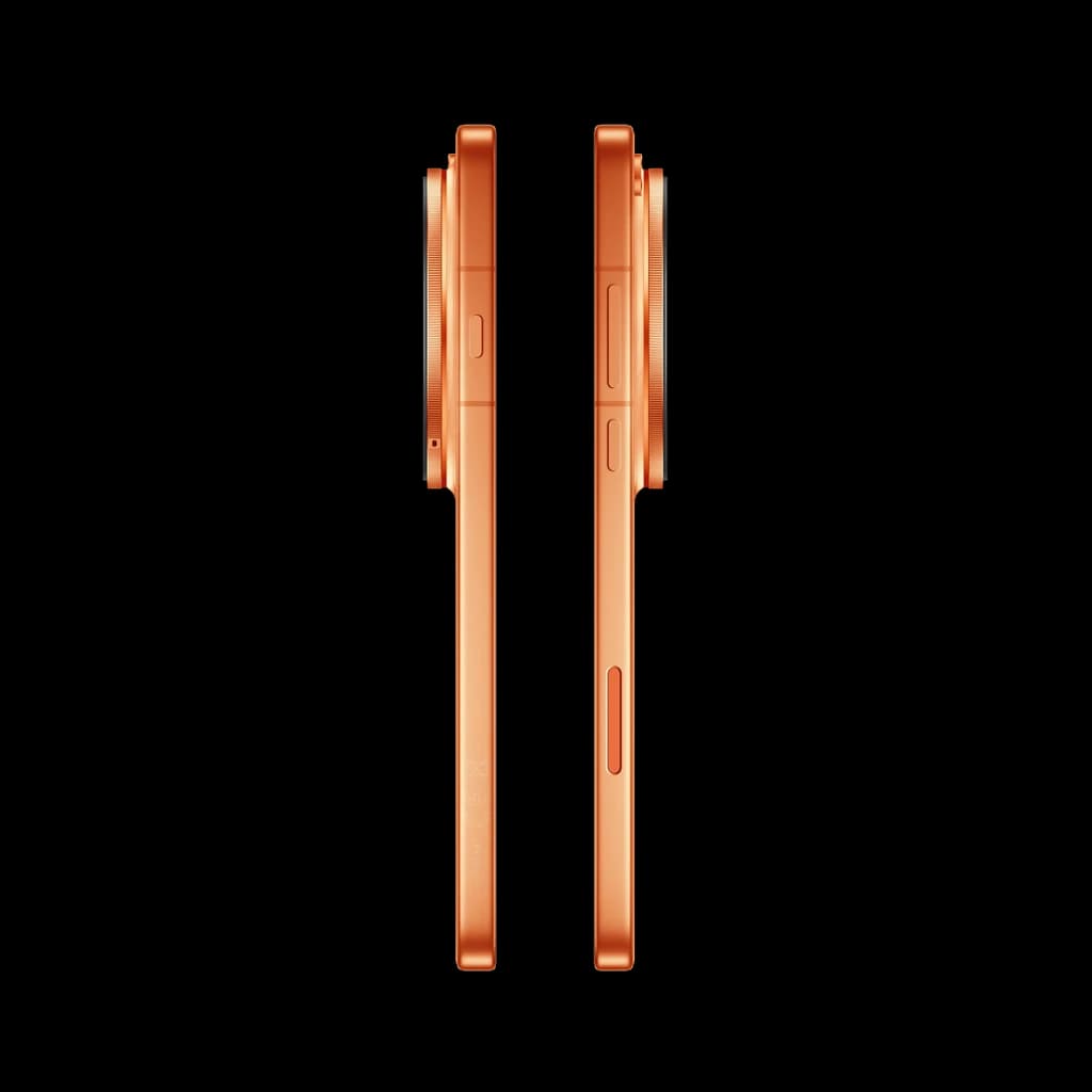 Oppo Find X9 Ultra 5G Canyon Orange vu de profil, cadre orange mat, module photo circulaire proéminent, bouton latéral, lignes épurées et finition premium