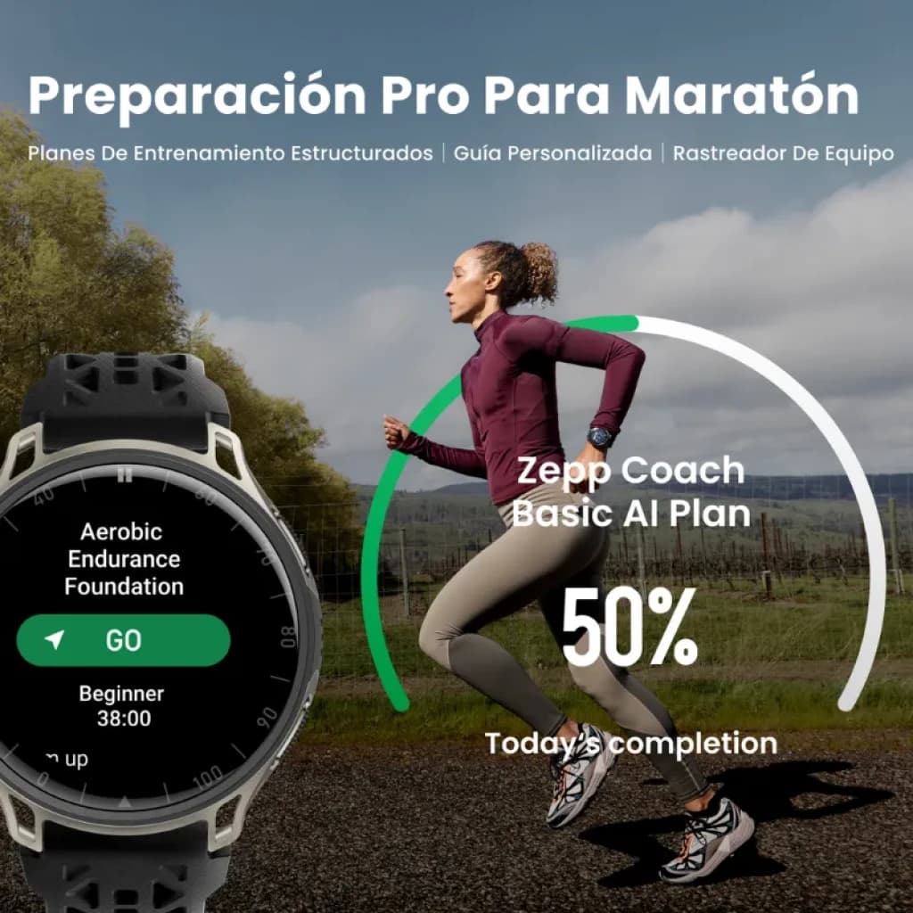 Amazfit Cheetah 2 Pro preto com interface de treino no ecrã para maratona