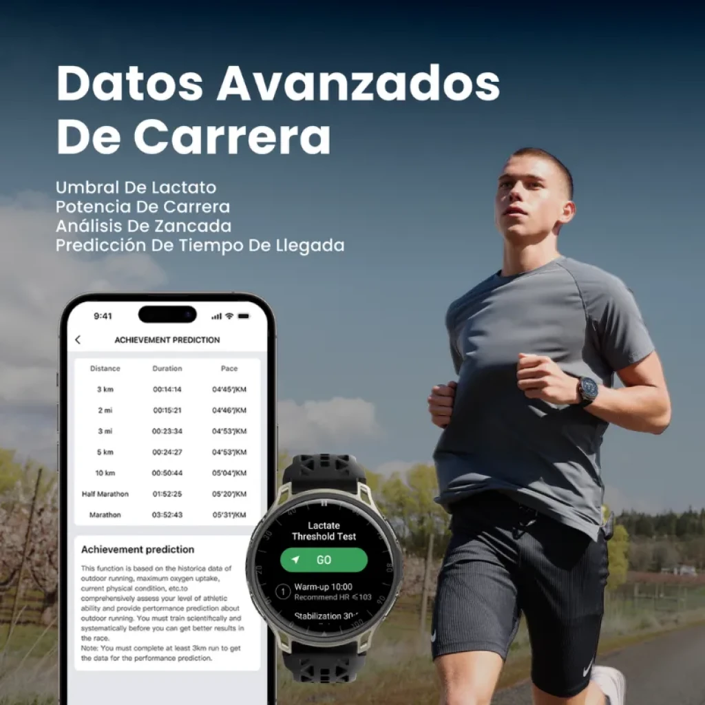 Vista a 45 graus do Amazfit Cheetah 2 Pro com bracelete de silicone preta - Item3