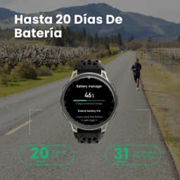 Amazfit Cheetah 2 Pro preto com indicador de bateria e métricas de utilização no ecrã