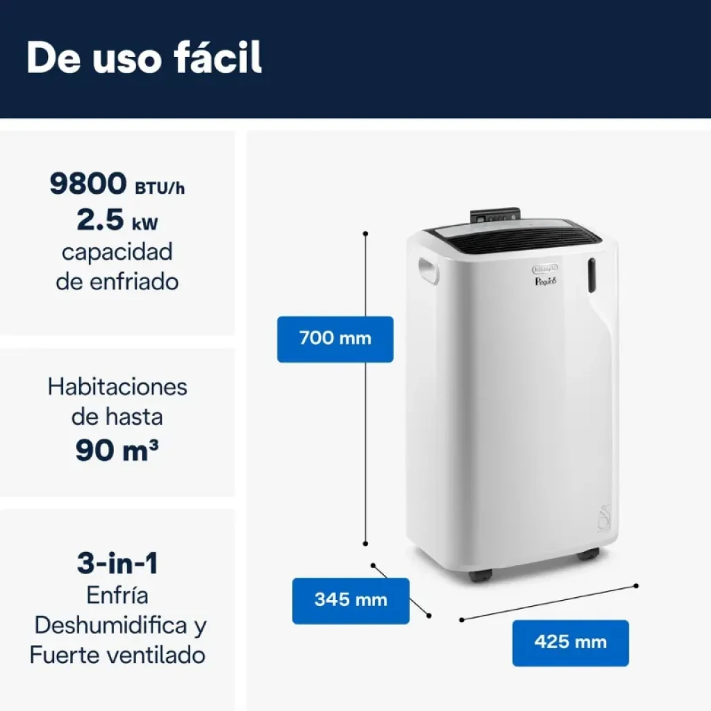 Aire acondicionado portátil De'Longhi PAC EM90K Silent blanco, vista frontal - Ítem2