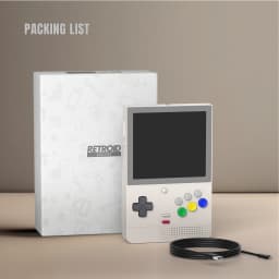 Retroid Pocket Classic 6 6GB/128GB AMOLED en color crema, diseño retro tipo Game Boy, cruceta y 4 botones de colores, incluye cable USB y caja