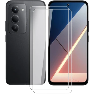 Pack x2 protectores de cristal templado 3D para Xiaomi Poco M8s ; cobertura full screen con notch en U, bordes curvos, alta transparencia y ajuste preciso.