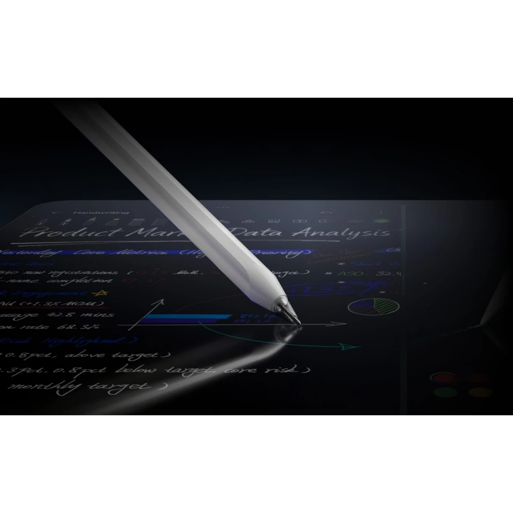OnePlus Stylo Pro, lápiz óptico blanco con punta fina y cuerpo cilíndrico, clip superior y marca lateral; diseño minimalista y preciso para dibujo y notas - Ítem5