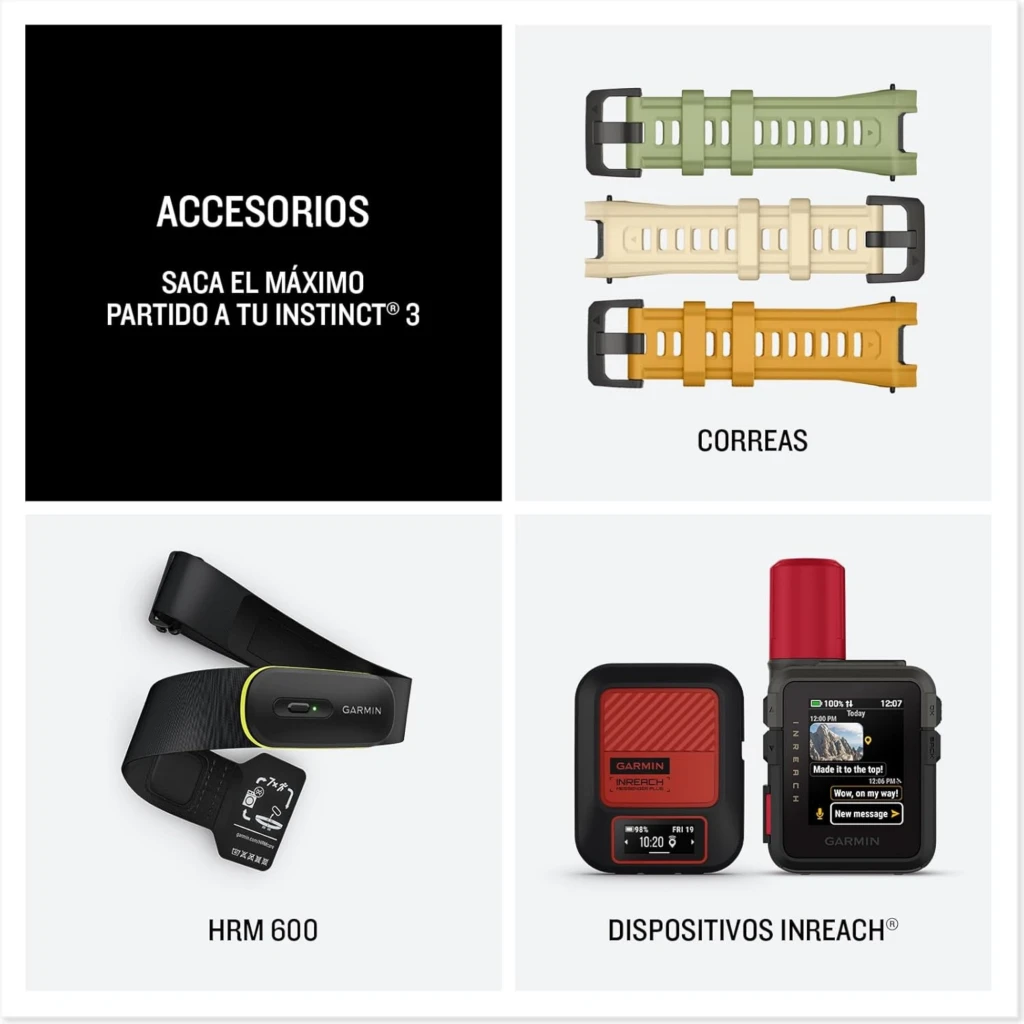 Relógio Garmin Instinct 3 AMOLED verde Fern Green 50 mm, caixa robusta em resina, pulseira de silicone, mostrador digital com widgets de saúde e GPS - Item6