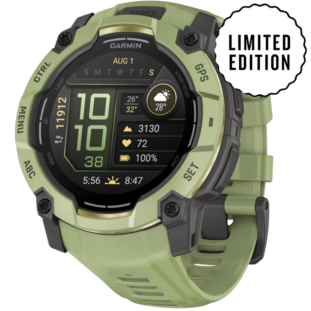 Relógio Garmin Instinct 3 AMOLED verde Fern Green 50 mm, caixa robusta em resina, pulseira de silicone, mostrador digital com widgets de saúde e GPS - Item1