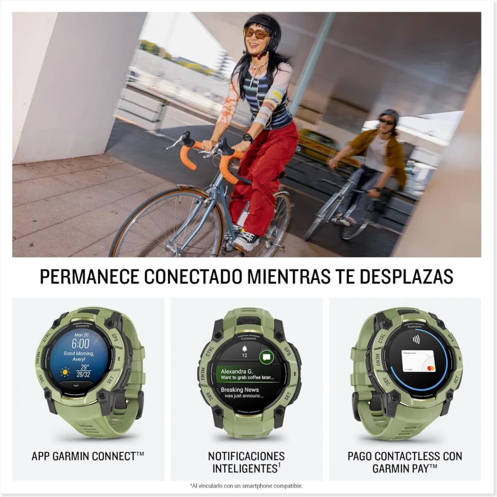 Relógio Garmin Instinct 3 AMOLED verde Fern Green 50 mm, caixa robusta em resina, pulseira de silicone, mostrador digital com widgets de saúde e GPS - Item7