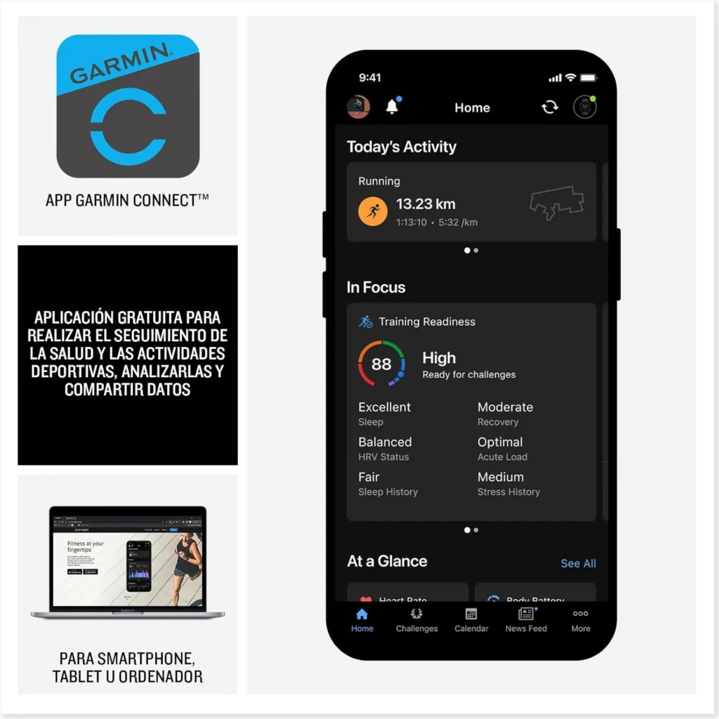 Relógio Garmin Instinct 3 AMOLED verde Fern Green 50 mm, caixa robusta em resina, pulseira de silicone, mostrador digital com widgets de saúde e GPS - Item5