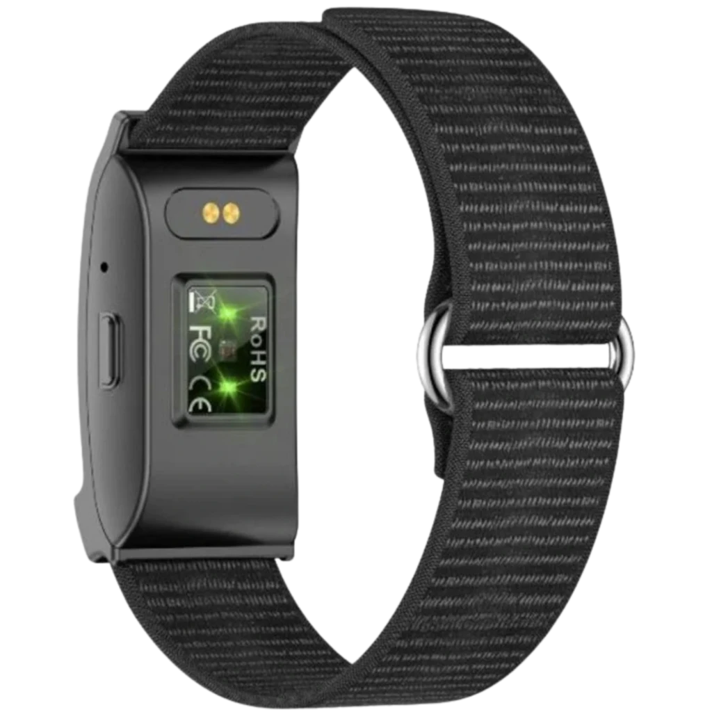 Nilox ONAIR Pulseira de Atividade preta com faixa têxtil ajustável, fecho metálico seguro, design leve e resistente IP68 para desporto e uso diário - Item1
