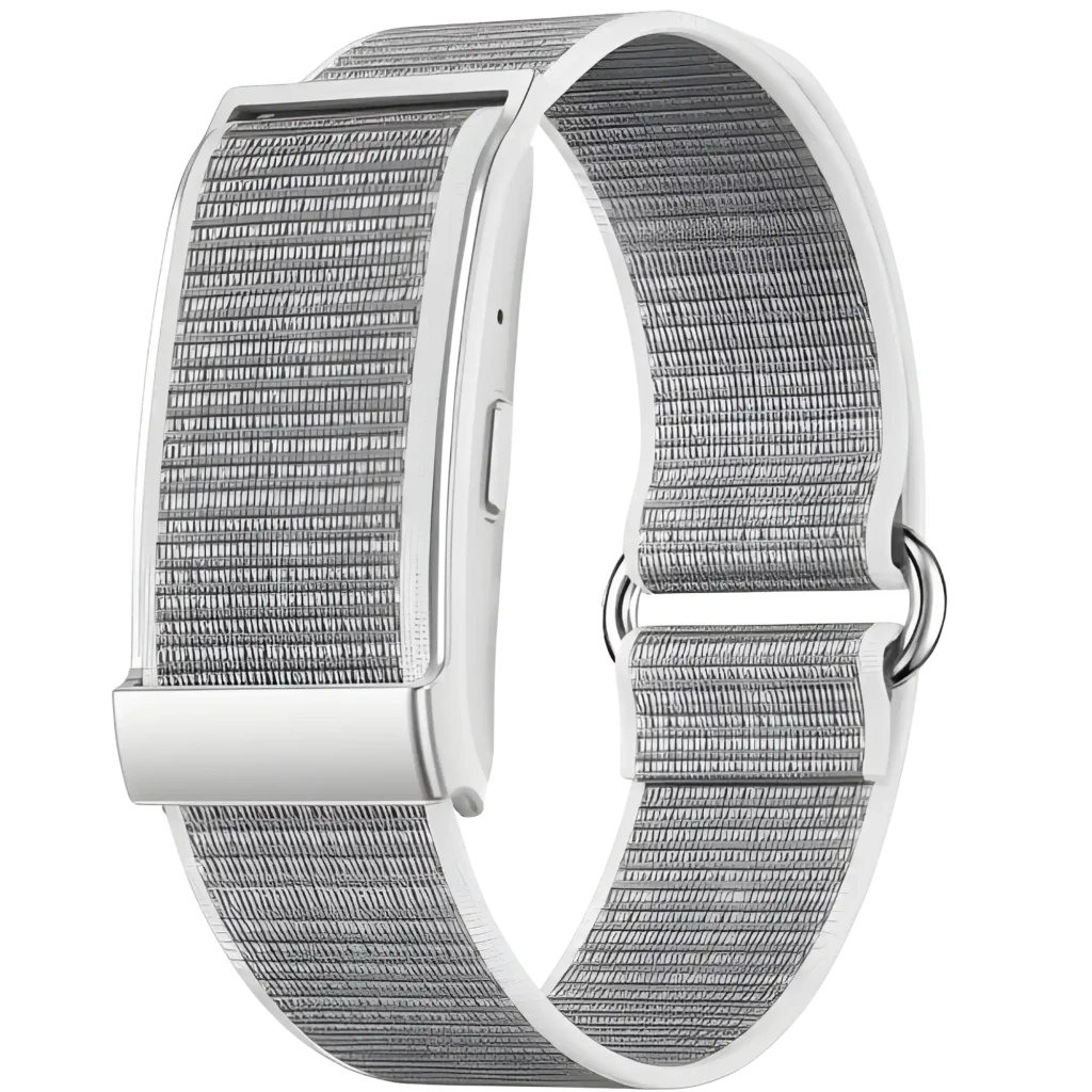Nilox ONAIR Pulseira de Atividade em prata com malha metálica fina, fecho magnético e ajuste seguro. Design elegante e leve, resistente à água IP68.