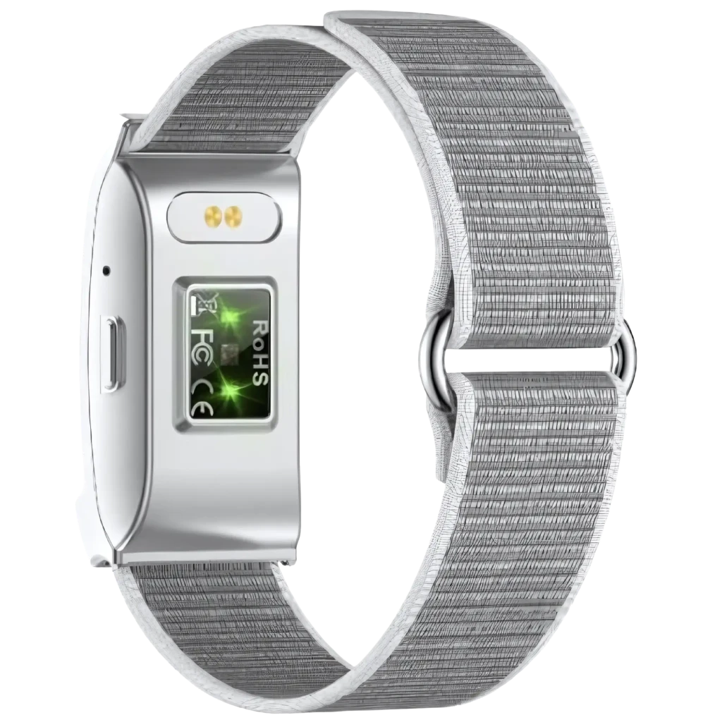 Nilox ONAIR Pulseira de Atividade em prata, ecrã traseiro com sensores, corpo metálico polido e bracelete de malha ajustável, estilo elegante IP68