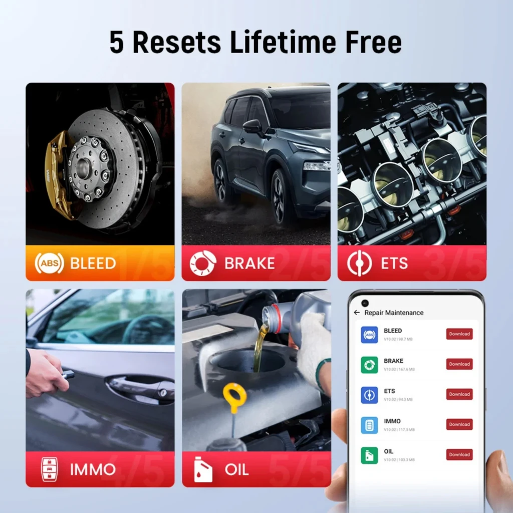 ThinkCar BD6, adaptateur OBD2 compact rouge et noir à ailettes, port mâle, boutons rétroéclairés Bluetooth, alimentation et alerte, design robuste portable - Ítem5