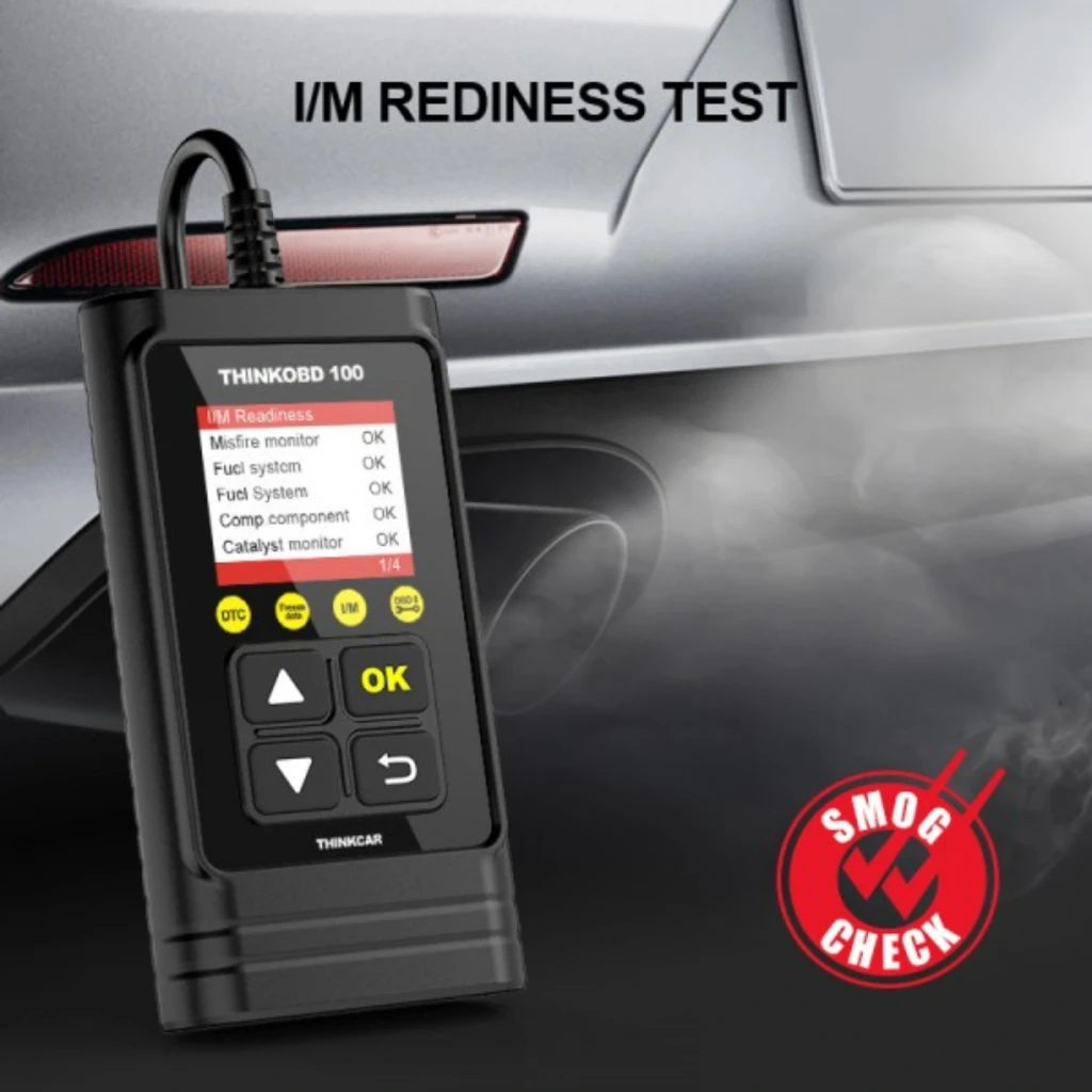 ThinkCar ThinkOBD 100 Escáner OBD2 Multimarca negro con pantalla a color, botones de navegación, cable integrado y conector OBD de 16 pines desmontable - Ítem1