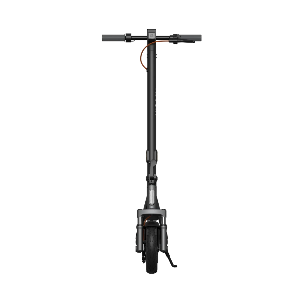 Xiaomi Electric Scooter 6 Lite preto com detalhes laranja, guidão reto, farol frontal, pneus de 10 pol, deck longo antiderrapante e suspensão dianteira - Item4