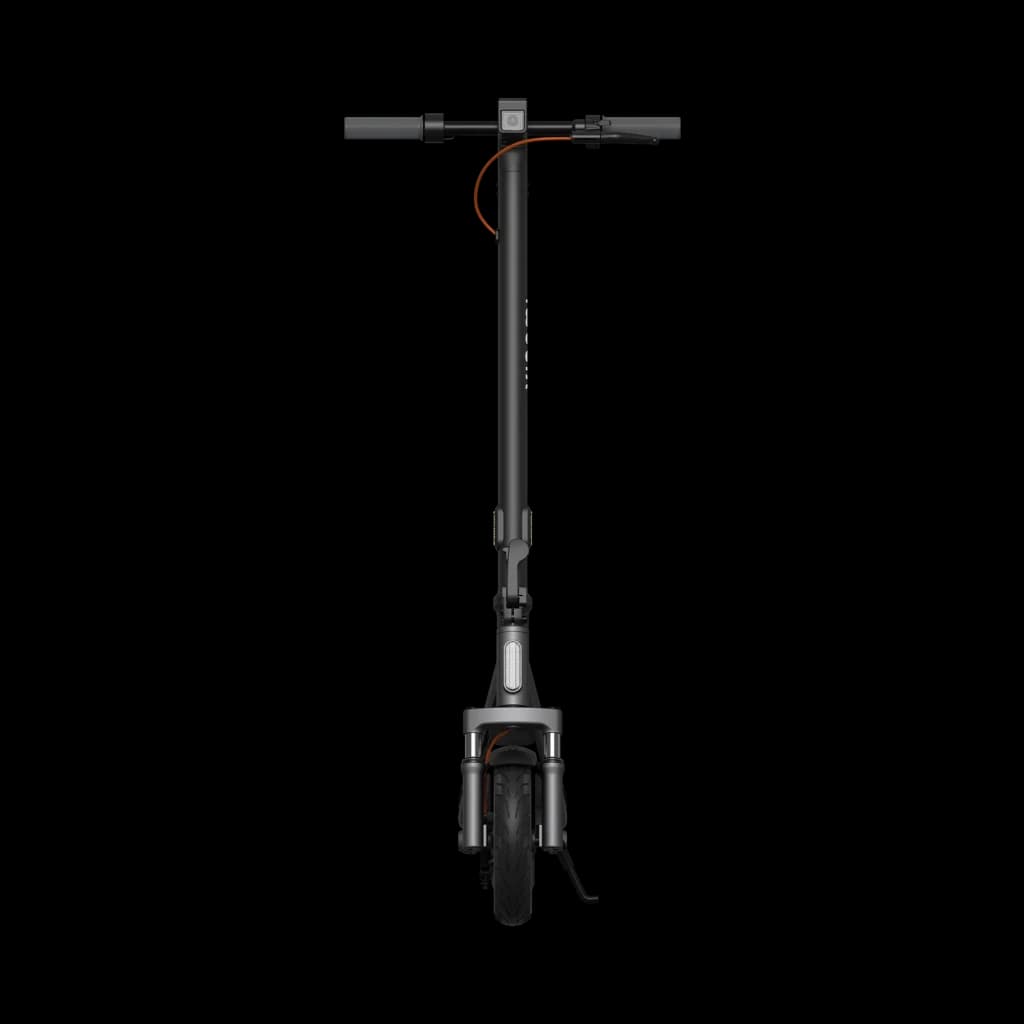 Patinete Xiaomi Electric Scooter 6 Lite negro, manillar recto con pantalla central, cable naranja visible, horquilla gris y rueda delantera de 10 pulgadas