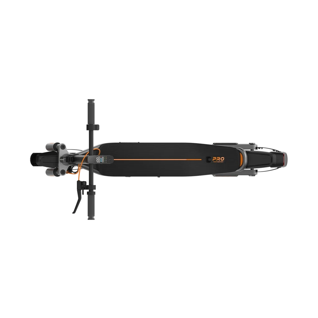 Xiaomi Electric Scooter 6 Pro com quadro preto, detalhes laranja, pneus largos off-road, deck robusto rebaixado, guidão reto e cabos expostos em laranja - Item5
