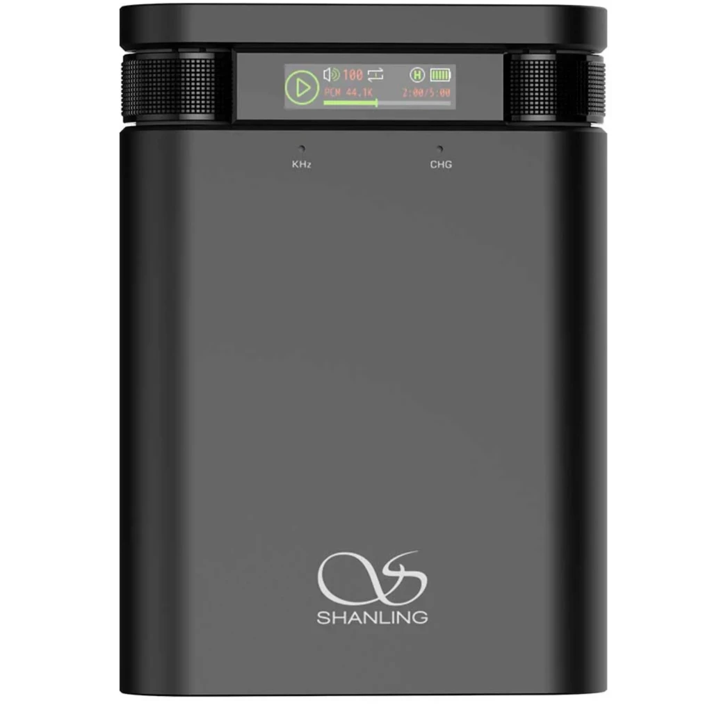 Shanling H2 DAC/Amplificador portátil negro con pantalla a color, rueda de control, USB-C y diseño balanceado compacto con logo frontal SV - Ítem1