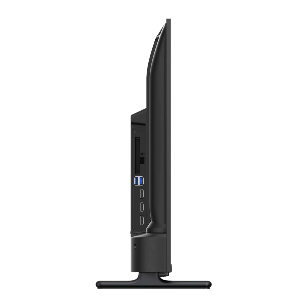 TV Philips 40 pouces LED Full HD Noir 40PFS6050/12, vue latérale: ports USB, HDMI et profil fin avec pied