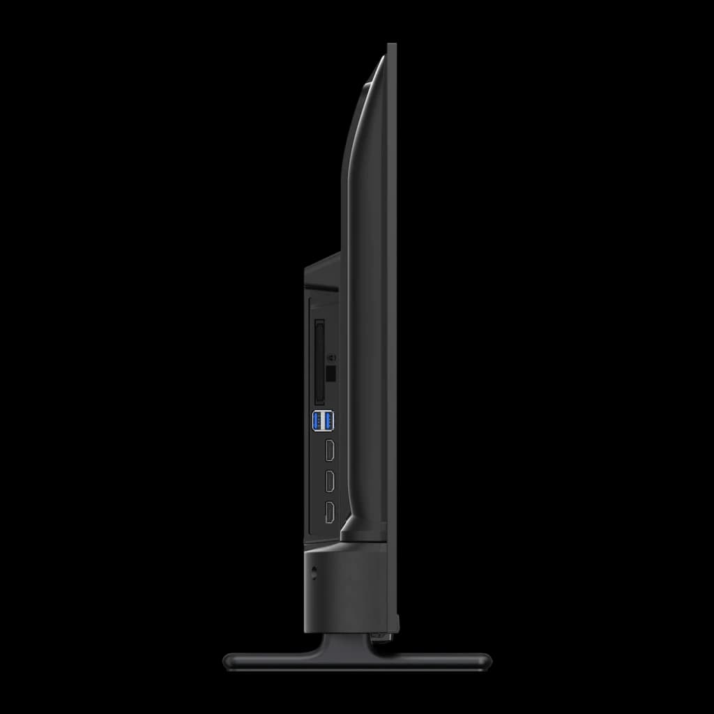 TV Philips 40 pouces LED Full HD Noir 40PFS6050/12, vue latérale: ports USB, HDMI et profil fin avec pied