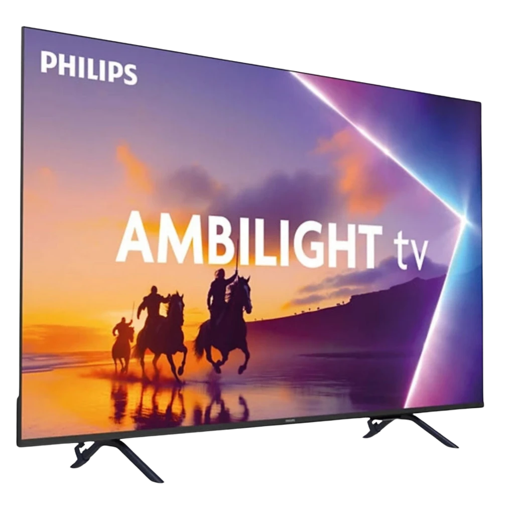 Televisor Philips 43PUS8400/12 QLED 43 pulgadas 4K, biseles finos en negro, patas metálicas y pantalla con colores vibrantes y efecto Ambilight envolvente - Ítem1