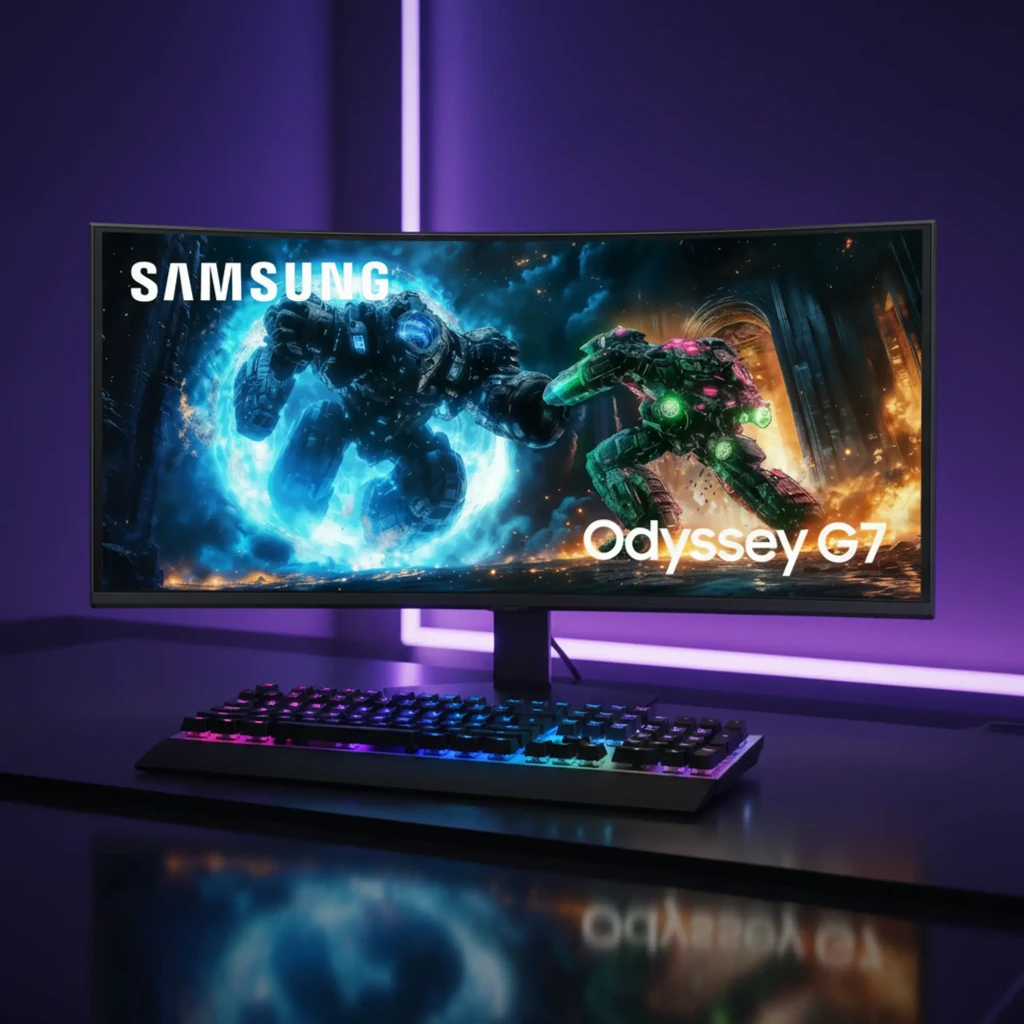 Monitor Samsung Odyssey G7 G75F 40 pol curvo 1000R ultrawide, painel VA, resolução 5120x2160 WUHD, 180 Hz, base ajustável e bordas finas - Item4
