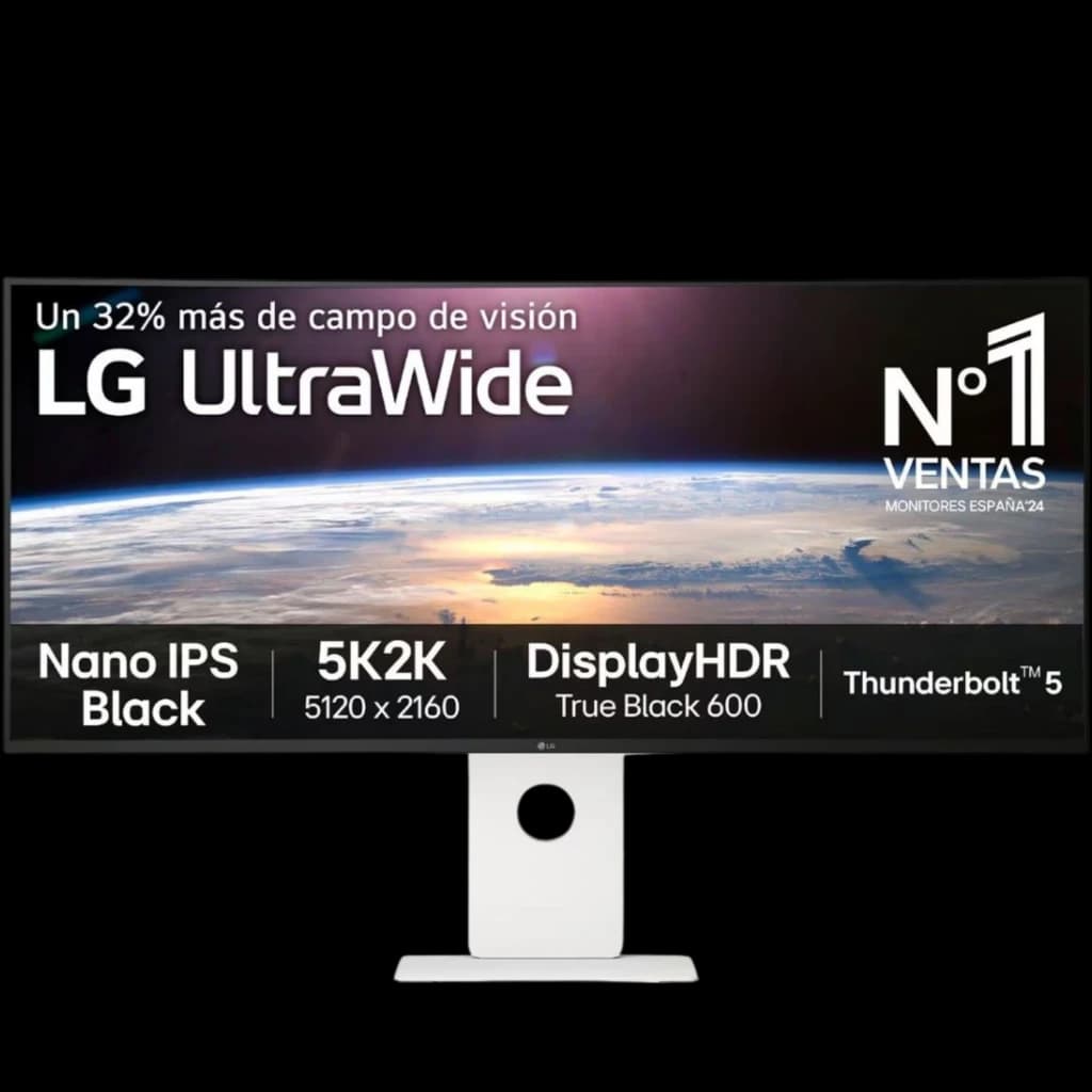 LG 40U990A-W Monitor 40" 5K2K WUHD 120 Hz Nano IPS con panel ultrapanorámico, HDR True Black 600, Thunderbolt 5 y biseles finos en soporte ajustable blanco