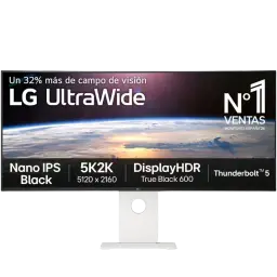 LG 40U990A-W Monitor 40" 5K2K WUHD 120 Hz Nano IPS con panel ultrapanorámico, HDR True Black 600, Thunderbolt 5 y biseles finos en soporte ajustable blanco