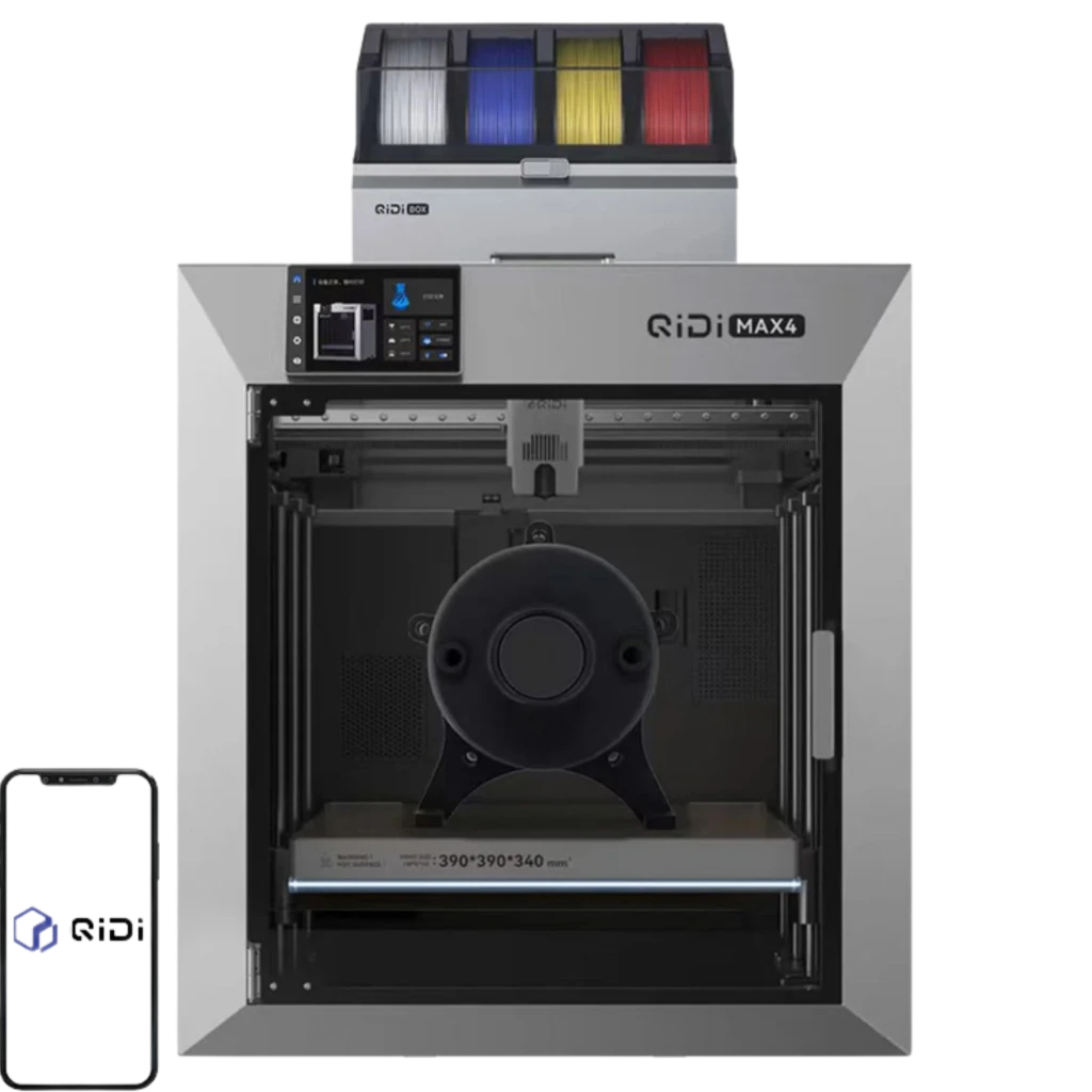 QIDI Tech Max 4 Combo FDM avec boîtier fermé, écran de contrôle latéral et support supérieur pour 6 bobines, grand volume 390 x 390 x 340 mm - Ítem1