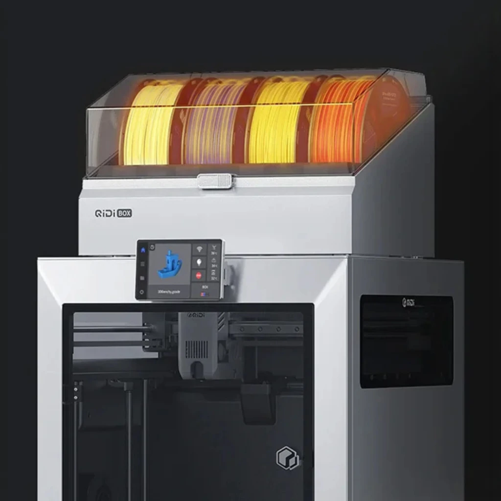 QIDI Tech Q2 Combo impresora 3D FDM cerrada, marco metálico gris, pantalla táctil central, carretes multicolor superiores, volumen 270×270×256 mm, 600 mm/s - Ítem4
