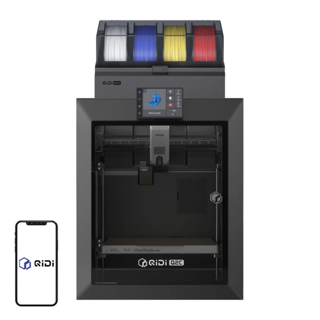 QIDI Tech Q2C Combo imprimante 3D FDM noire avec boîtier fermé, écran tactile frontal, support supérieur pour bobines multiples, volume 270×270×256 mm, - Ítem1