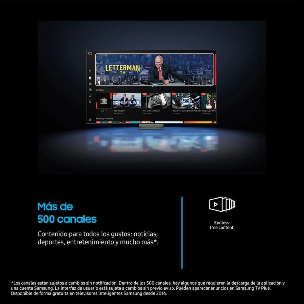 Téléviseur intelligent Samsung TU32H5005FK 32 pouces HD noir, écran fin avec interface de chaînes, vignettes de contenu et bandeau publicitaire lumineux