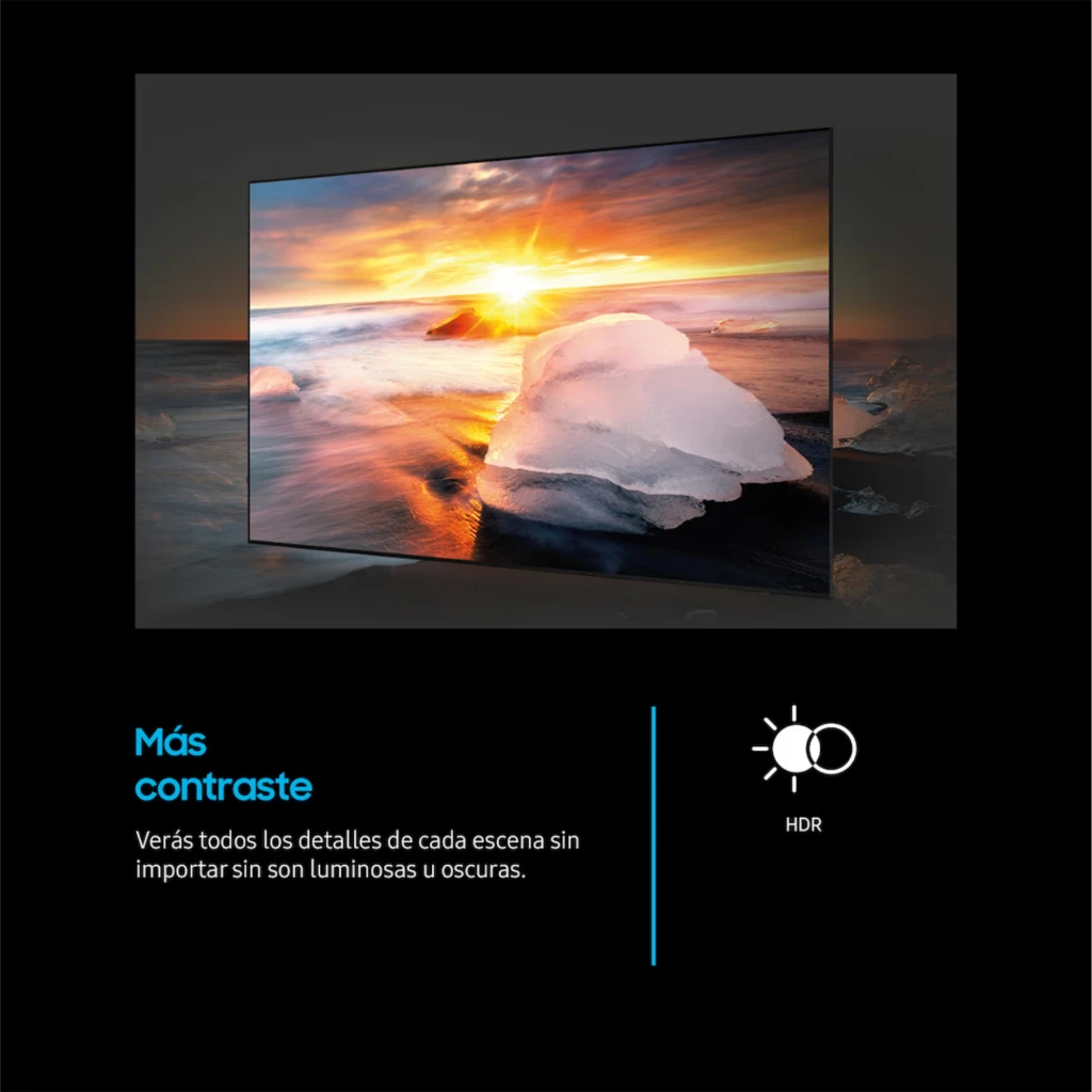 Samsung TU32H5005FK Smart TV HD 32 preta com tela fina, bordas estreitas, pés duplos, interface 2025 exibida, ícones de atualização, segurança e TV Plus - Item1