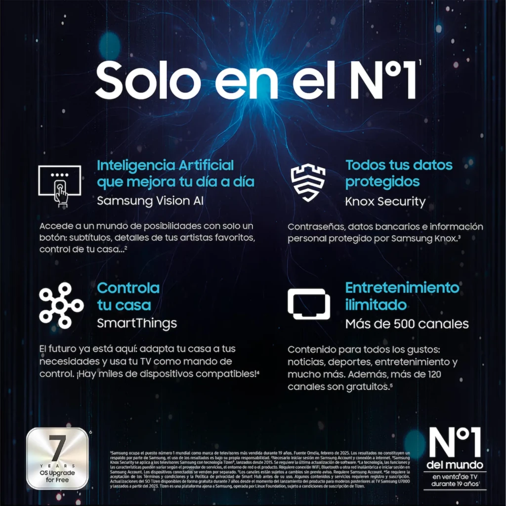 Samsung TU24F6005 Smart TV LED 24 pulgadas Full HD en color negro, pantalla sin bordes en tres lados, soporte central robusto y panel brillante con colores - Ítem6