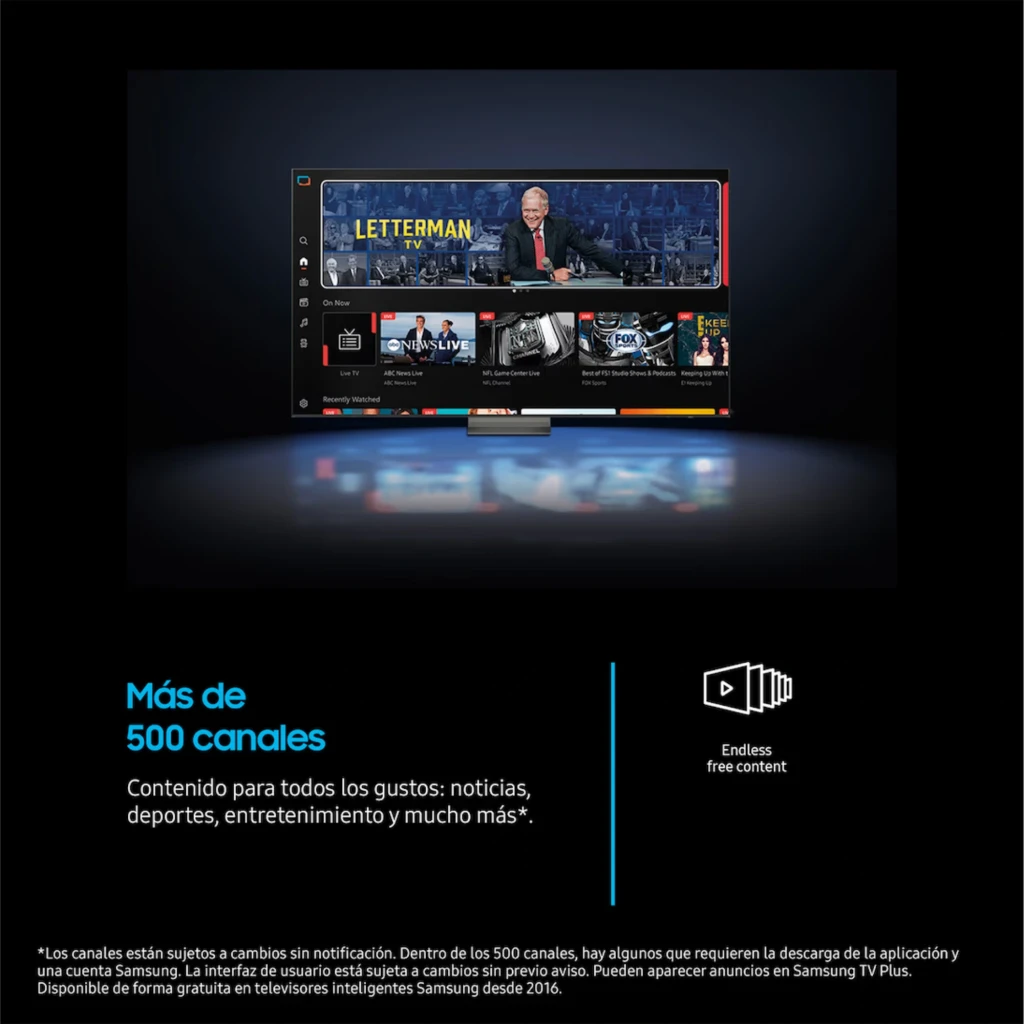Samsung TU24F6005 Smart TV LED 24 pulgadas Full HD en color negro, pantalla sin bordes en tres lados, soporte central robusto y panel brillante con colores - Ítem3