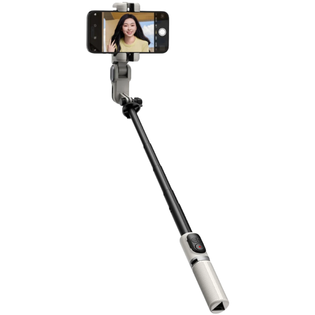 AOCHUAN Smart M1 Pro gimbal blanco plegable para smartphone, con brazo extensible tipo selfie, empuñadura texturizada y control integrado en el mango - Ítem4