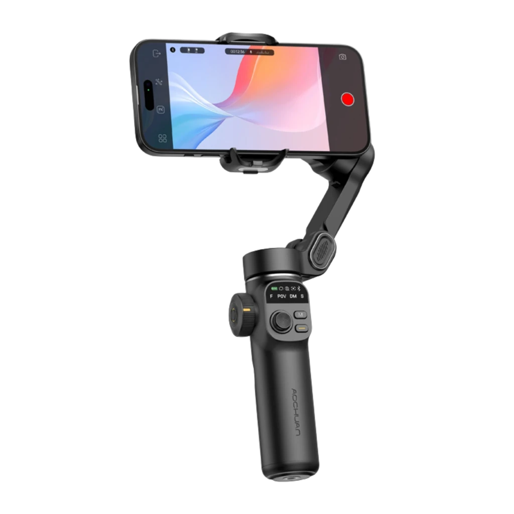 AOCHUAN Smart X2 Standard Gimbal 3 ejes para smartphone, color negro, diseño plegable, mango ergonómico con joystick y controles integrados - Ítem3