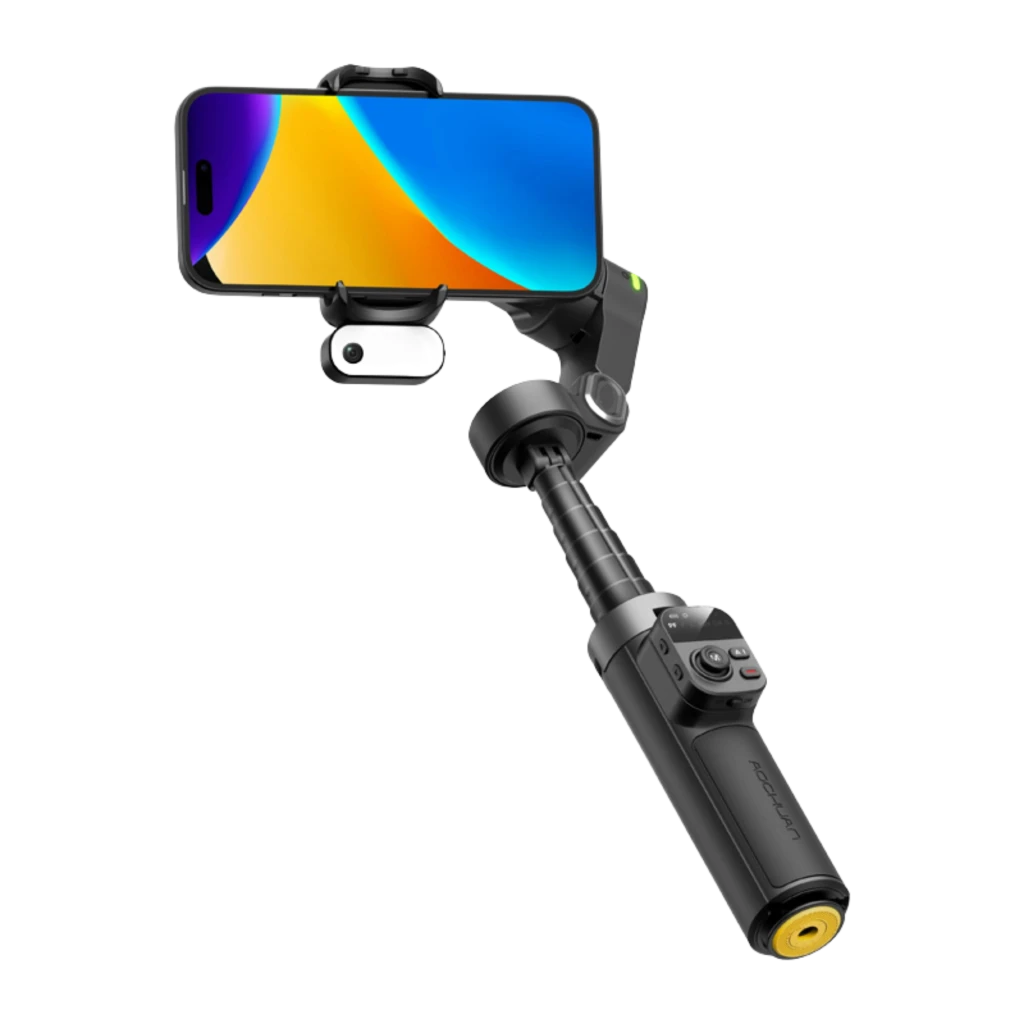 AOCHUAN Smart X3 Gimbal 3 ejes plegable en negro con mango ergonómico, controles integrados, brazo extensible y soporte para smartphone con estabilización - Ítem2